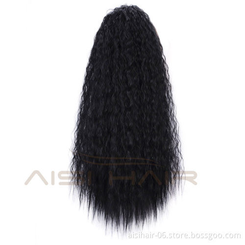 Aisi Hair Ponytail Natural Black Hair Extensions Heat Resistant Synthetic Fiber Pony Tail Hair Pieces with Two Plastic Combs